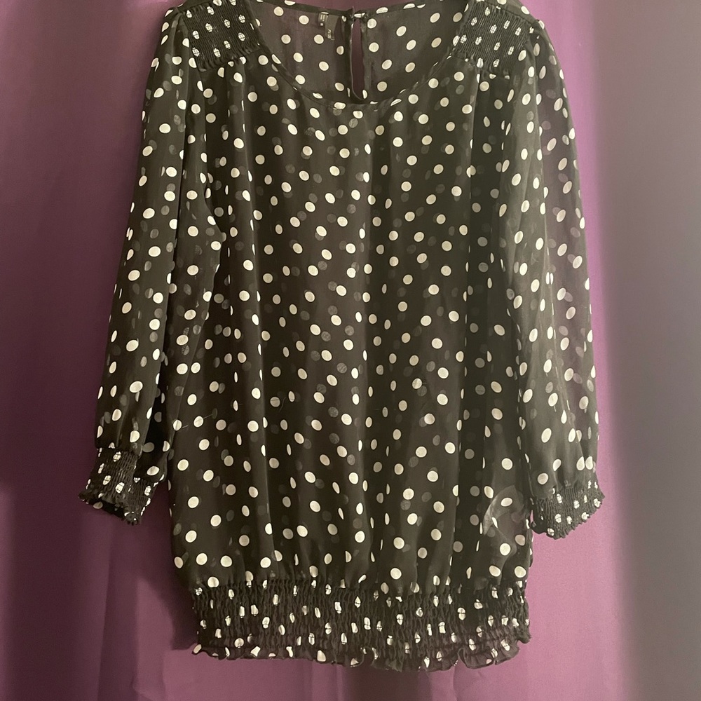 Black and white Polka Dot Sheer Top